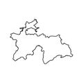 Vector isolated illustration icon with black line shape silhouette of simplified map of Tajikistan