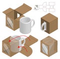 Box packaging die cut template design. 3d mock-up Royalty Free Stock Photo