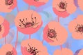 Seamless floral vector pattern with art poppy. Royalty Free Stock Photo