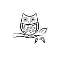 Black owl drawing for kids - Stock vector illustration