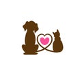 Dog cat tail create a heart shape vector