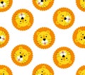 Seamless pattern of cute lion head