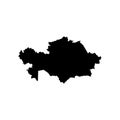 Vector isolated illustration icon with simplified map of Republic of Kazakhstan. Black silhouette