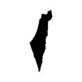 Vector isolated illustration icon with simplified map of State of Israel. Black silhouette