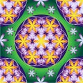 Yellow and violet flower of life seamless pattern Royalty Free Stock Photo