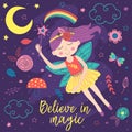Poster with magic night fairy