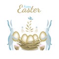 Happy Easter vector greeting card.