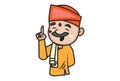 Vector cartoon Illustration of  Pandit. Royalty Free Stock Photo