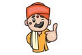 Vector cartoon Illustration of  Pandit. Royalty Free Stock Photo