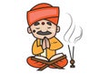 Vector cartoon Illustration of Pandit.