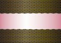 Pink Band in Shining Golden Perforated Metal Mesh Background Royalty Free Stock Photo