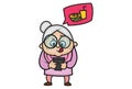 Vector Cartoon Illustration Of Cute Grandmother.