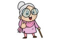 Vector Cartoon Illustration Of Cute Grandmother.