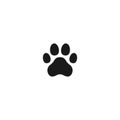 Dog paw footprint black vector sign.