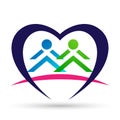 Kids hand holding icon in heart logo in love union team concept on white background Royalty Free Stock Photo