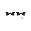 Dragonfly black silhouette vector set.