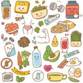 Set of diet kawaii doodle