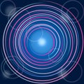 Vector Abstract High Technological Colorful Concentric Circles in Dark Blue Gradient Background