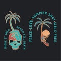 Summer Illustration skull and gun tropical