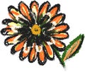 Orange black flower whimsical art