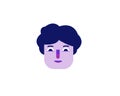 Flat illustration of a purple face of a man