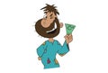 Vector Cartoon Illustration Of Cute Beggar. Royalty Free Stock Photo