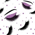 Seamless Pattern with Lashes and glitter effect