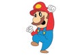 Vector Cartoon Illustration Of Cute Mario.