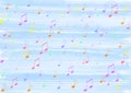 Colorful Music Notes in Blue Watercolor Pattern Background