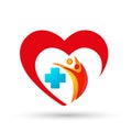 Family Heart clinc care medical health people  doctor logo icon  wellness health symbol on white background Royalty Free Stock Photo