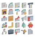 Basic RGB Real Estate Isometric Icons pack that can easily modify or edit