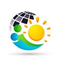 People Sun globe logo icon vector element for web design mobile and infographics Computer concept on white background Royalty Free Stock Photo