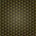 Shining Seamless Golden Hexagons, Triangles and Lines Texture in Black Background Royalty Free Stock Photo