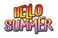 Hello summer text illustration - summer sunset at beach