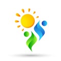 People Sun logo icon vector element for web design mobile and infographics Computer concept on white background Royalty Free Stock Photo