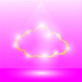 `shape of the golden cloud and glowing light around on a pink background,Spotlight light shining on the cloud,Light shining on th