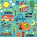 Seamless Pattern With Summer Camping