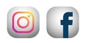 Set of popular social media logos icons Instagram and facebook element vector on white background. in ai10 illustrations
