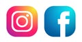 Set of popular social media logos icons Instagram and facebook element vector on white background. in ai10 illustrations Royalty Free Stock Photo