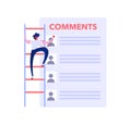 Man is viewing comments, feedback left on the social network