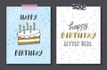 Set of cute birthday card design template