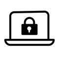 Cyber security icon. Isolated laptop and cyber security icon line style. Premium quality vector symbol drawing concept for your lo