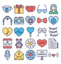 Love, Romance and Wedding Vector icons set that can be easily modified or edit Royalty Free Stock Photo