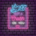 Valentine greeting in neon effect style vector illustration