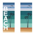 Summer banners template with palms and text beach - vector illustration