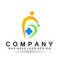 Medical health care cross people heart logo icon on white background Royalty Free Stock Photo
