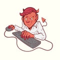 Devil using computer