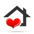 Heart happy family home house love union compassion concept icon logo element vector on white background Royalty Free Stock Photo