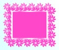 `Pink metal message frame,Surrounded by flowers.template copy space text,banner.`