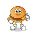 Burger thumbs up mascot vector cartoon illustration Royalty Free Stock Photo